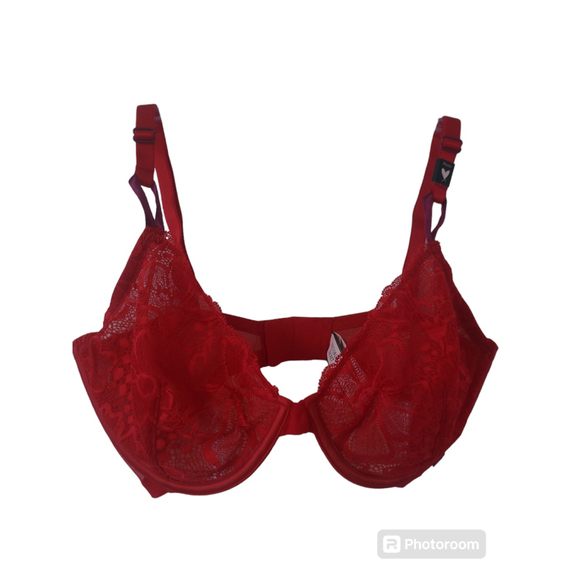 Victoria's Secret Red Lace Underwire Bra 36DDD - Picture 1 of 3